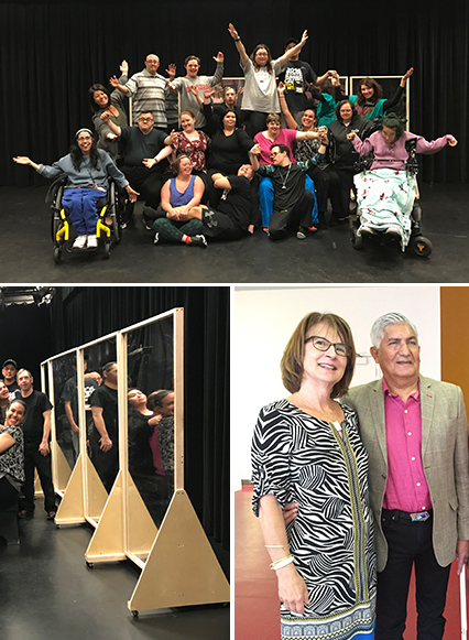 Clockwise from top: Buen Viaje Dance Company; Laurie and Michael Naranjo; custom designed rolling mirror stands