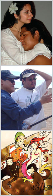 Three images of festival participants